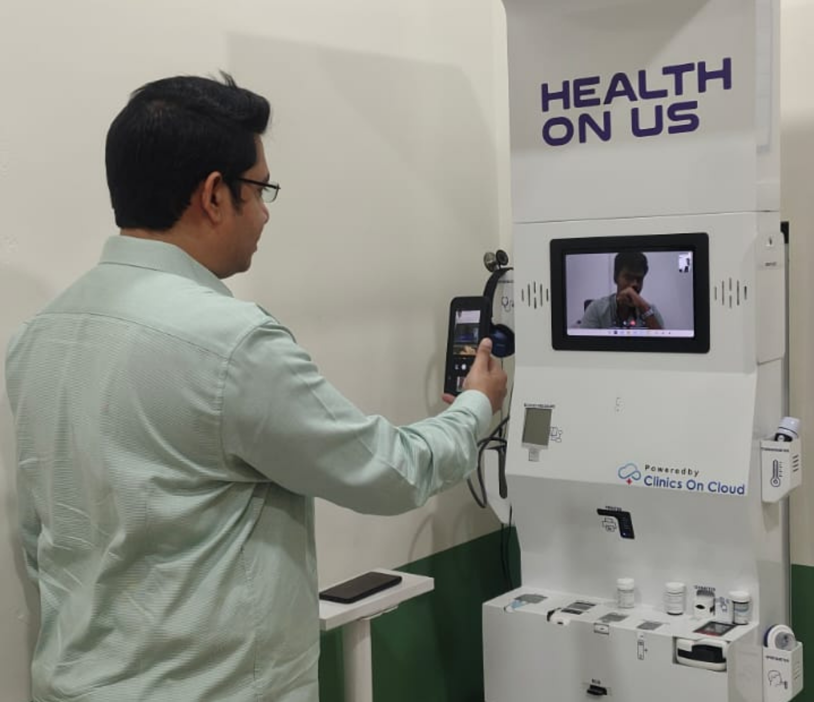 Health kiosk deployment under Telangana presence, enabling remote doctor consultation via video screen